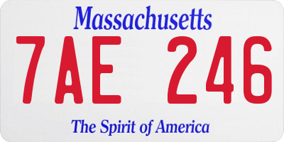 MA license plate 7AE246