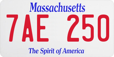 MA license plate 7AE250