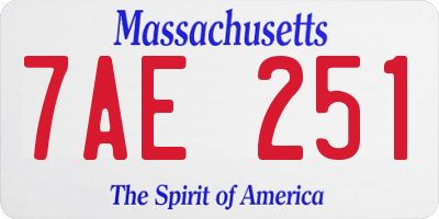 MA license plate 7AE251
