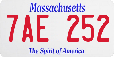 MA license plate 7AE252