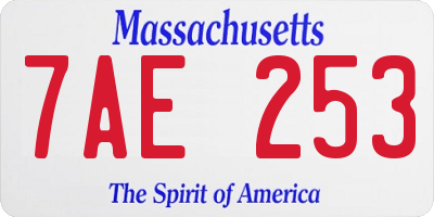 MA license plate 7AE253