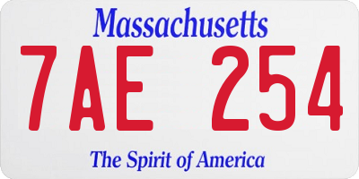 MA license plate 7AE254