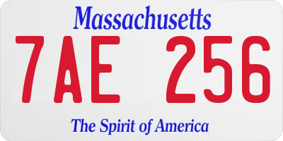 MA license plate 7AE256
