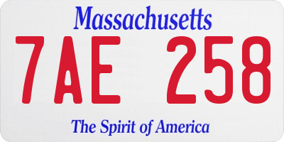 MA license plate 7AE258