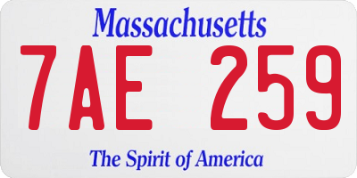 MA license plate 7AE259