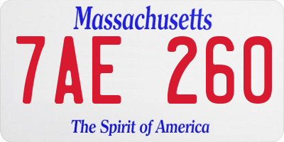 MA license plate 7AE260
