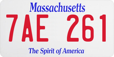 MA license plate 7AE261