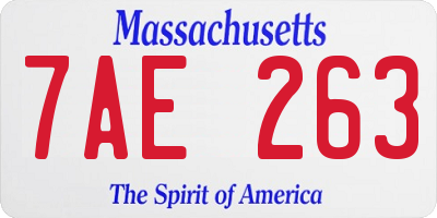 MA license plate 7AE263