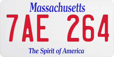 MA license plate 7AE264