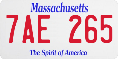 MA license plate 7AE265