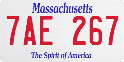 MA license plate 7AE267