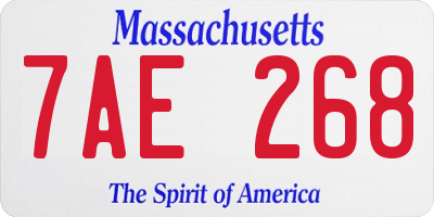 MA license plate 7AE268