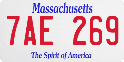 MA license plate 7AE269