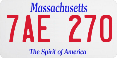 MA license plate 7AE270