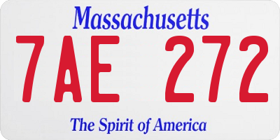 MA license plate 7AE272
