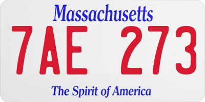 MA license plate 7AE273