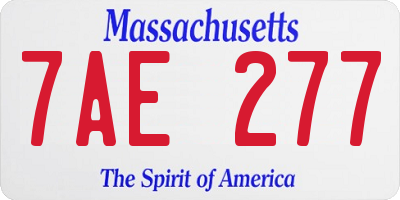 MA license plate 7AE277