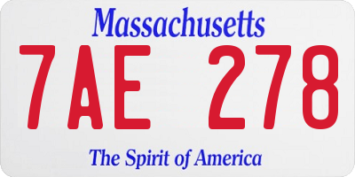 MA license plate 7AE278