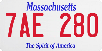 MA license plate 7AE280