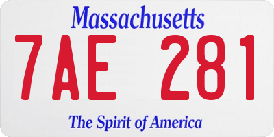 MA license plate 7AE281