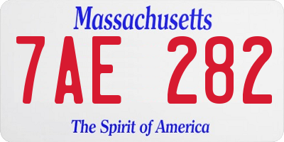 MA license plate 7AE282