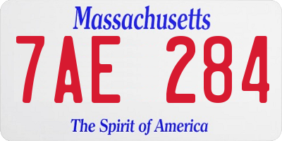 MA license plate 7AE284