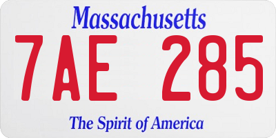 MA license plate 7AE285