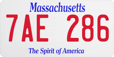 MA license plate 7AE286