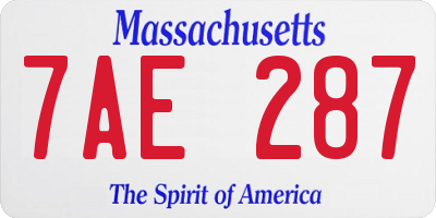 MA license plate 7AE287