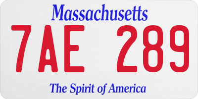 MA license plate 7AE289