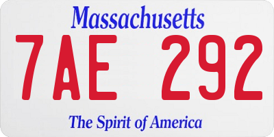 MA license plate 7AE292