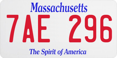 MA license plate 7AE296