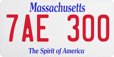 MA license plate 7AE300