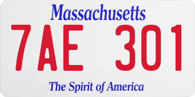 MA license plate 7AE301