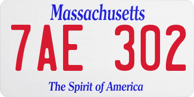 MA license plate 7AE302