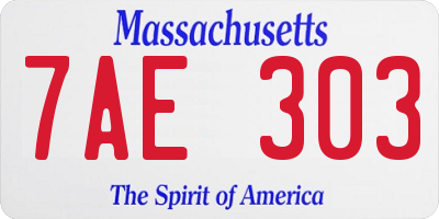 MA license plate 7AE303