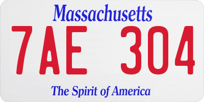 MA license plate 7AE304