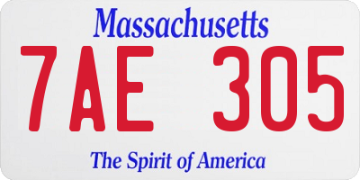 MA license plate 7AE305