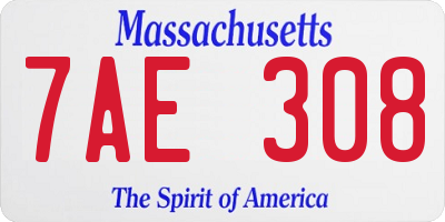 MA license plate 7AE308