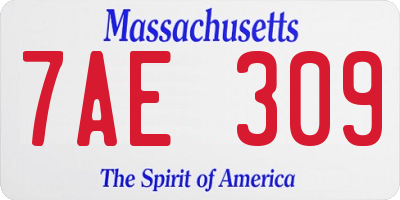 MA license plate 7AE309