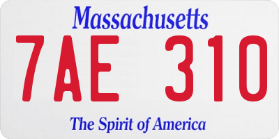 MA license plate 7AE310