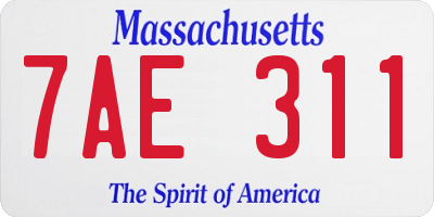 MA license plate 7AE311