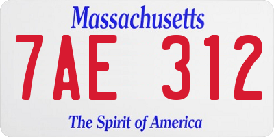 MA license plate 7AE312