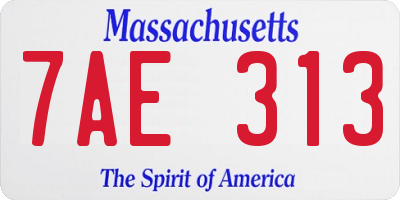 MA license plate 7AE313