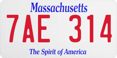 MA license plate 7AE314