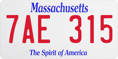 MA license plate 7AE315