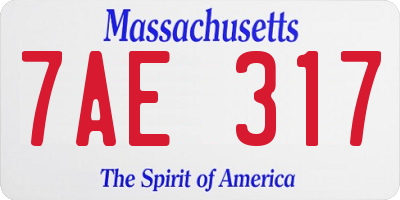MA license plate 7AE317