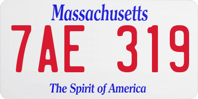 MA license plate 7AE319