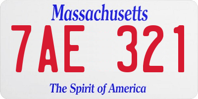 MA license plate 7AE321