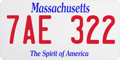 MA license plate 7AE322
